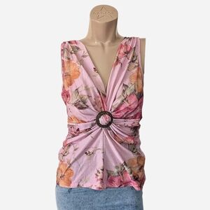 Arianne Floral Pink Camisole with Ring Accent